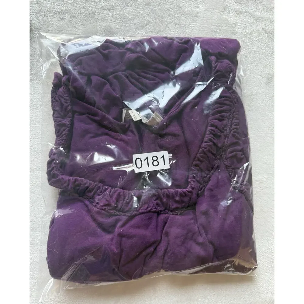 LOFT Purple Ruffle Strappy‎ Sleeveless Scoop Neck Knee Length A-Line Dress M